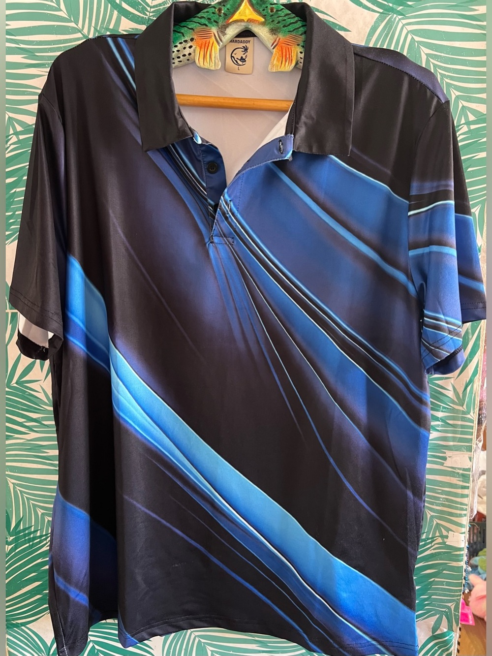 Hardaddy Black & Blue Performance Polo Shirt gold sz L